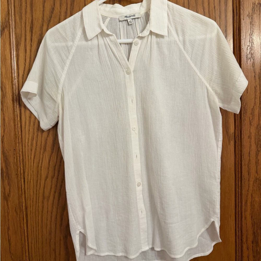 Madewell White Button-Up Women's Top
